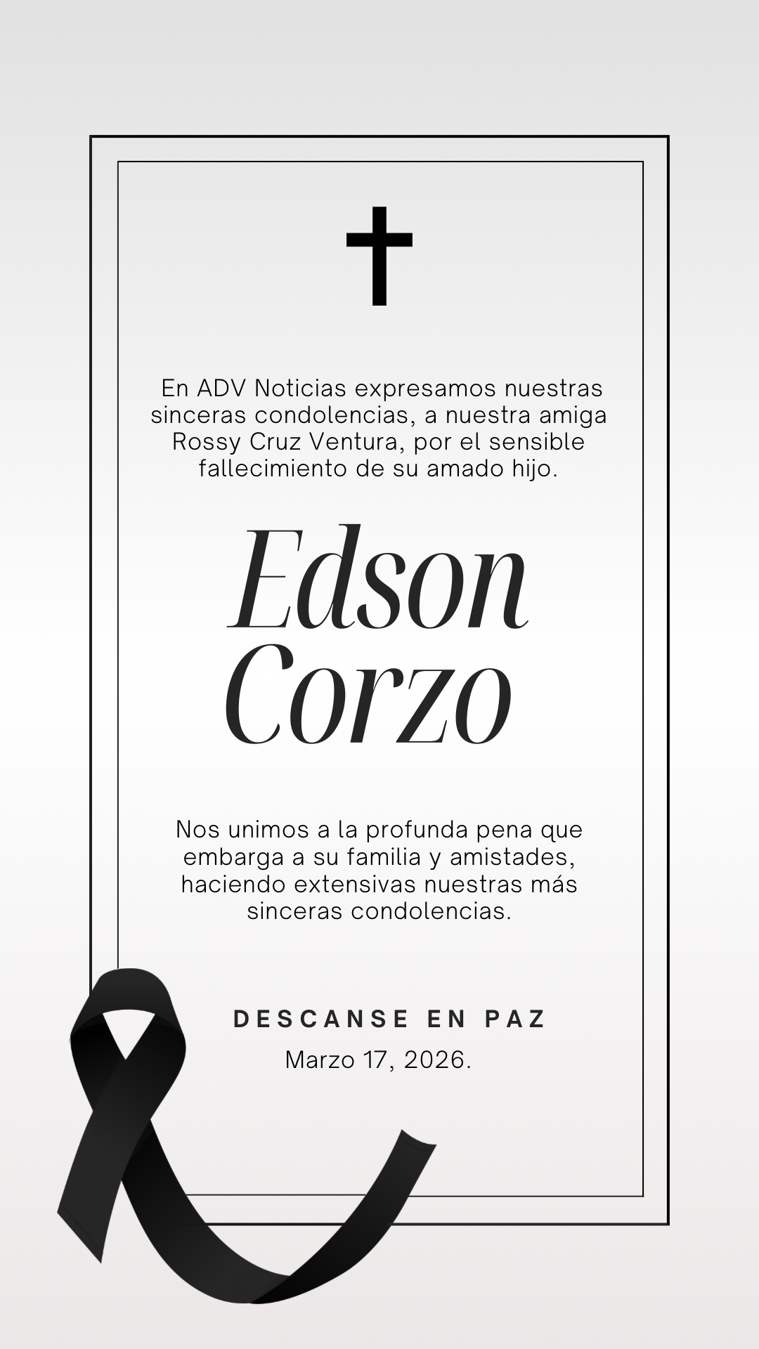 Nuestras condolencias por el sensible fallecimiento